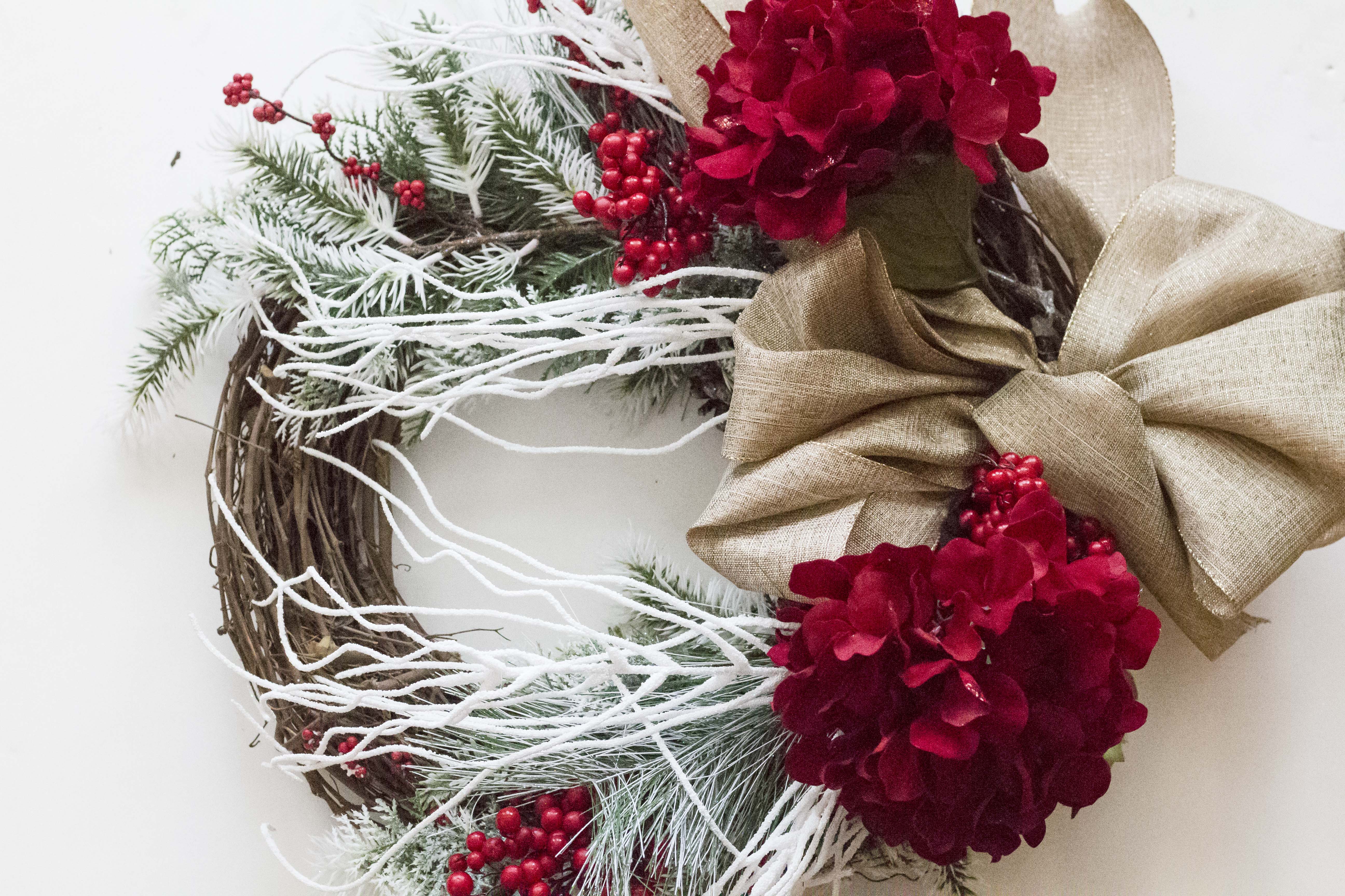 Try this Red and White Christmas wreath tutorial