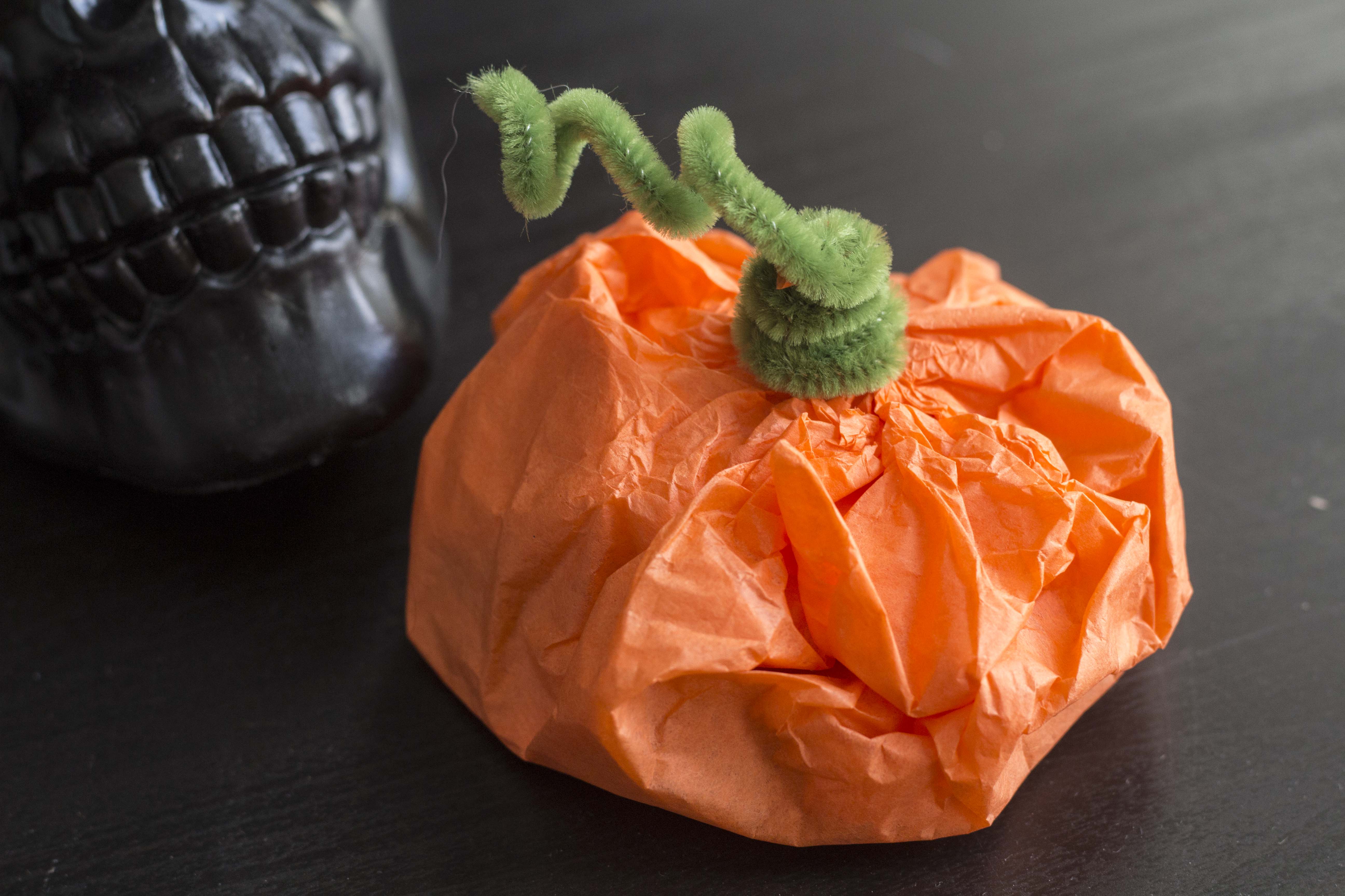 DIY treat paper tissue pumpkins